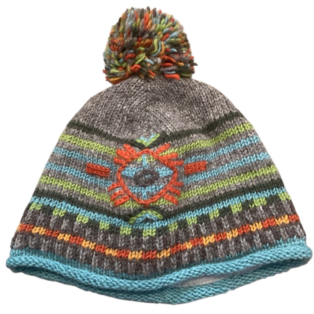 Lost Horizons Mika Wool Knit Pom Fleece Lined Beanie Hat Navajo